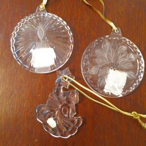 MIKASA Crystal Christmas Ornament BELLS OF JOY Raised Clear Frosted Glass Japan